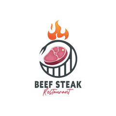 beef steak barbecue restaurant logo design