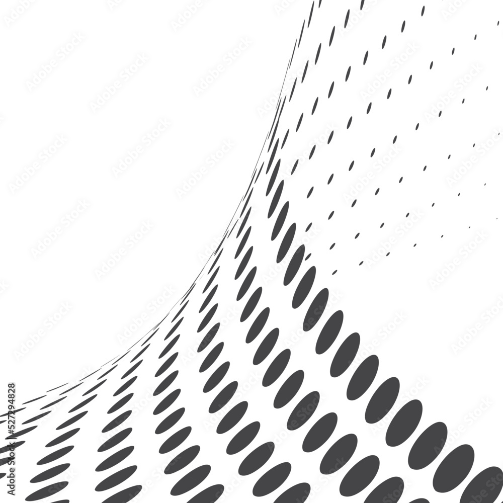 Poster halftone curve. black dot pattern wave form