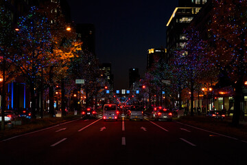 Midosuji Avenue Lights in Osaka, Japan