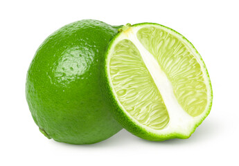  lime fruit isolated on white background, Fresh lime, cut out