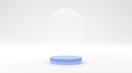 blue platform with glass abstract background 3d illustration render for flyer display products design background advertising and etc