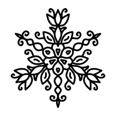 Snowflake icon. Christmas and winter theme. Simple flat black illustration on white background.