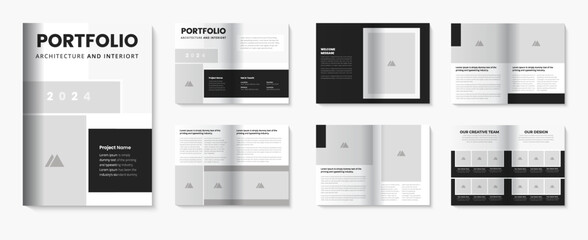 Architecture portfolio template with brochure design - obrazy, fototapety, plakaty