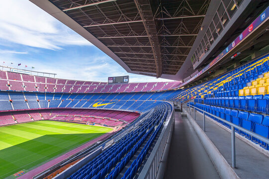 At the tribunes of Camp Nou Arena, Barcelona