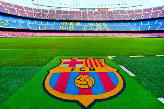 Pitch view at Camp Nou Arena, Barcelona