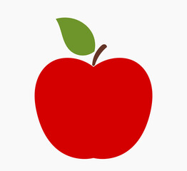 Red apple icon, flat design fruit symbol.