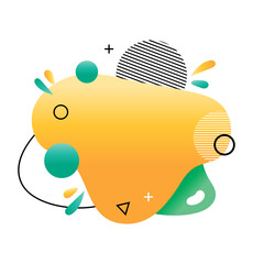 Abstract frame with geometric elements in memphis style. Used for banners or decoration. Yellow and green colors