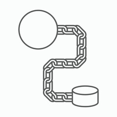 shackle icon, pensioner vector, chain and ball illustration