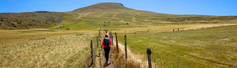 woman walking in Auvergne- France