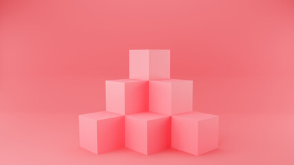 Obraz premium Abstract scene. geometry shape podium background. pink background. 3d illustration.