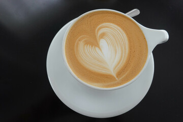 Close up Hot Latte in a white cup