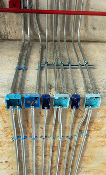 Electric conduit and sanitary fire pipe work