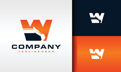 letter W excavator logo