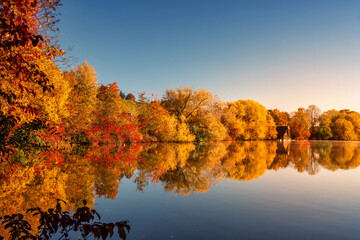 Beautiful autumn day at a lake 