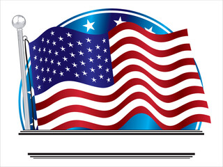 Patriotic design element, banner, badge, icon isolated on white. American flag with blank space for your own title