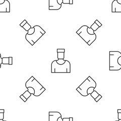 Grey line Sailor captain icon isolated seamless pattern on white background. Vector