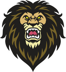 Angry Lion Head Roaring Logo Design Template