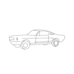 Vector line illustratration of retro car silhouette isolated on white background.