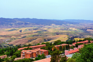 hilly panorama near Volterra tuscany Italy