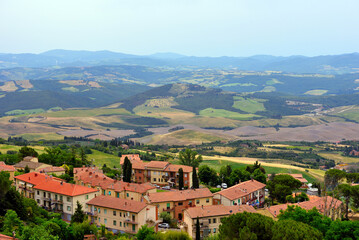 Fototapeta na wymiar hilly panorama near Volterra tuscany Italy
