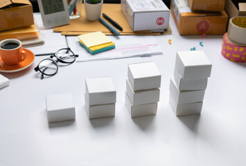 Business ecommerce or plan and goal with product box order growing.