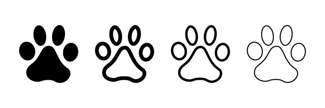 Different animal paw print vector illustrations.