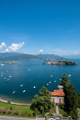 Fototapeta na wymiar Lake Maggiore with Isola Bella and Isola dei Pescatori by Stresa