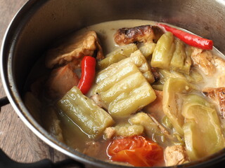 Braised bitter gourd stew in pot