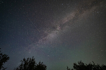Milky Way and Stars Moving Across the Night Sky