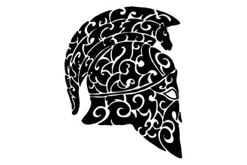 Black gladiator war helmet Tribal Tattoo Vector - obrazy, fototapety, plakaty