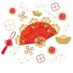 chinese new year greeting card, Asian icon, illustration, card.