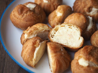 vanilla custard choux cream puff