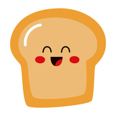Cute smiling funny kawaii slice toast or bread