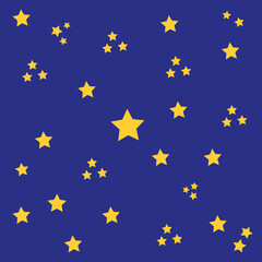 Blue vector abstract star yellow background pattern, bed sheet pattern, handkerchief pattern.
