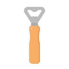 Fototapeta premium Bottle opener clipart vector illustration. Beer bottle opener with wooden handle flat design. Simple bottle opener sign icon. Steel bottle opener cartoon clipart. Kitchen utensils concept symbol