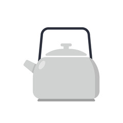 Classic kettle clipart vector illustration. Tea pot kettle stove flat vector design. Aluminium kettle sign icon. Tea kettle cartoon clipart. Household domestic and kitchen tools