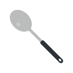 Kitchen solid spoon clipart vector illustration. Simple solid serving spoon flat vector design. Solid spoon icon isolated on white. Metal spoon cartoon clipart. Kitchen concept symbol icon