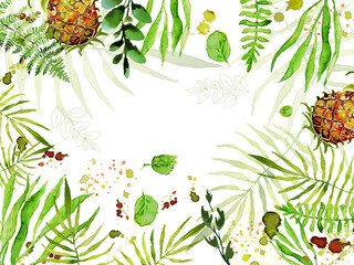 Pineapple Watercolor Fresh Vector Seamless Pattern Textile Design © Мария Неноглядова