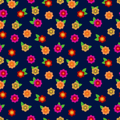 A set of seamless backgrounds with doodle flowers, vector grafic. 1000x1000