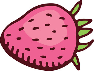 Strawberry color doodle. Sweet ripe berry icon