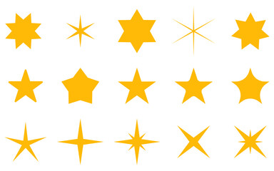 Star set for web and app design. Gold star set on background.