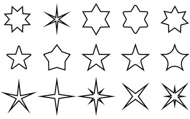 Star set for web and app design. Black star set on background.