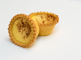 Egg custard Tarts isolated on a white background