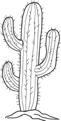 Cactus sketch. Desert plant with sharp thorns
