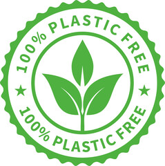 Plastic free green icon badge. Bpa plastic free chemical mark. Png stock illustration.	