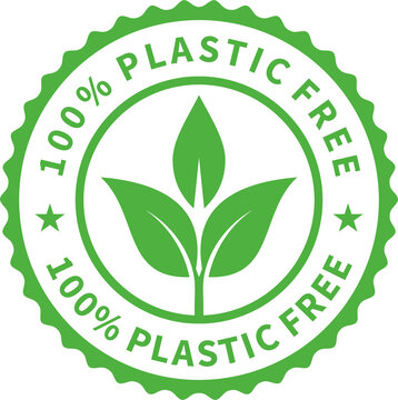 Plastic free green icon badge. Bpa plastic free chemical mark. Png stock illustration.	