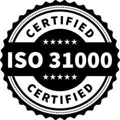ISO 31000 Certified badge, icon. Certification stamp. Flat design png. png stock illustration.	