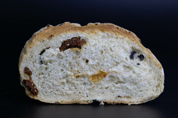 Close up Slices of Olives and Tomatoes Wheat Bread