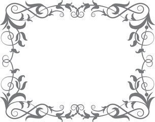 Filigree frame. Decorative floral motif. Vintage border