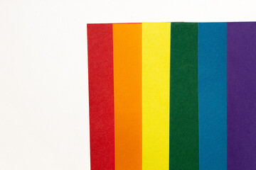 Fototapeta na wymiar LGBT Rainbow flag background. Group of colored cardboard. Gay pride flag
